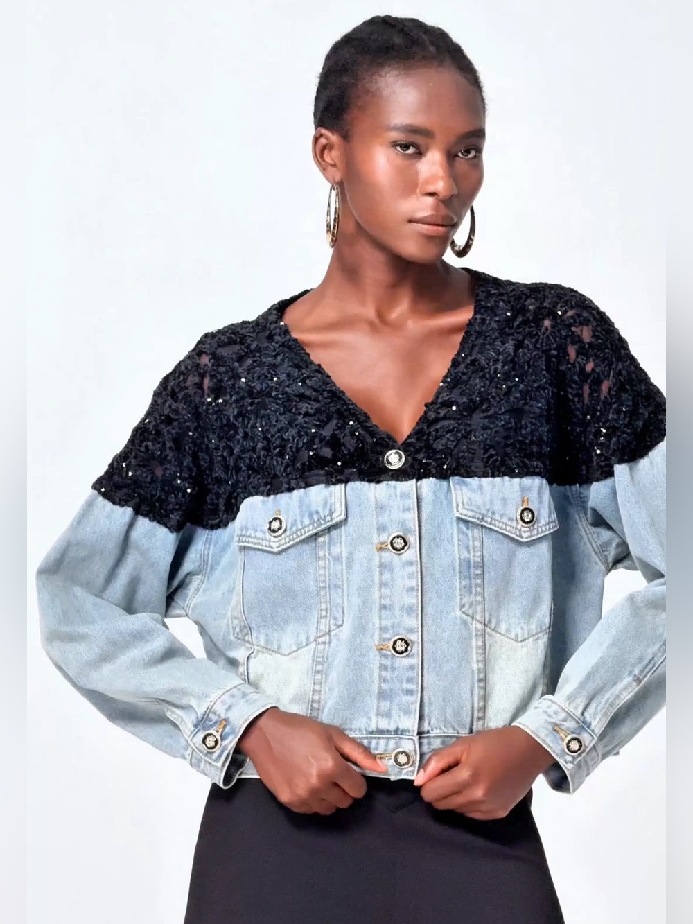 Innovare Denim Bakhtiyar Embroidered Sequin Denim Jacket